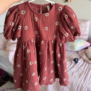 Rylee + Cru Girls' Rust Red  Dress